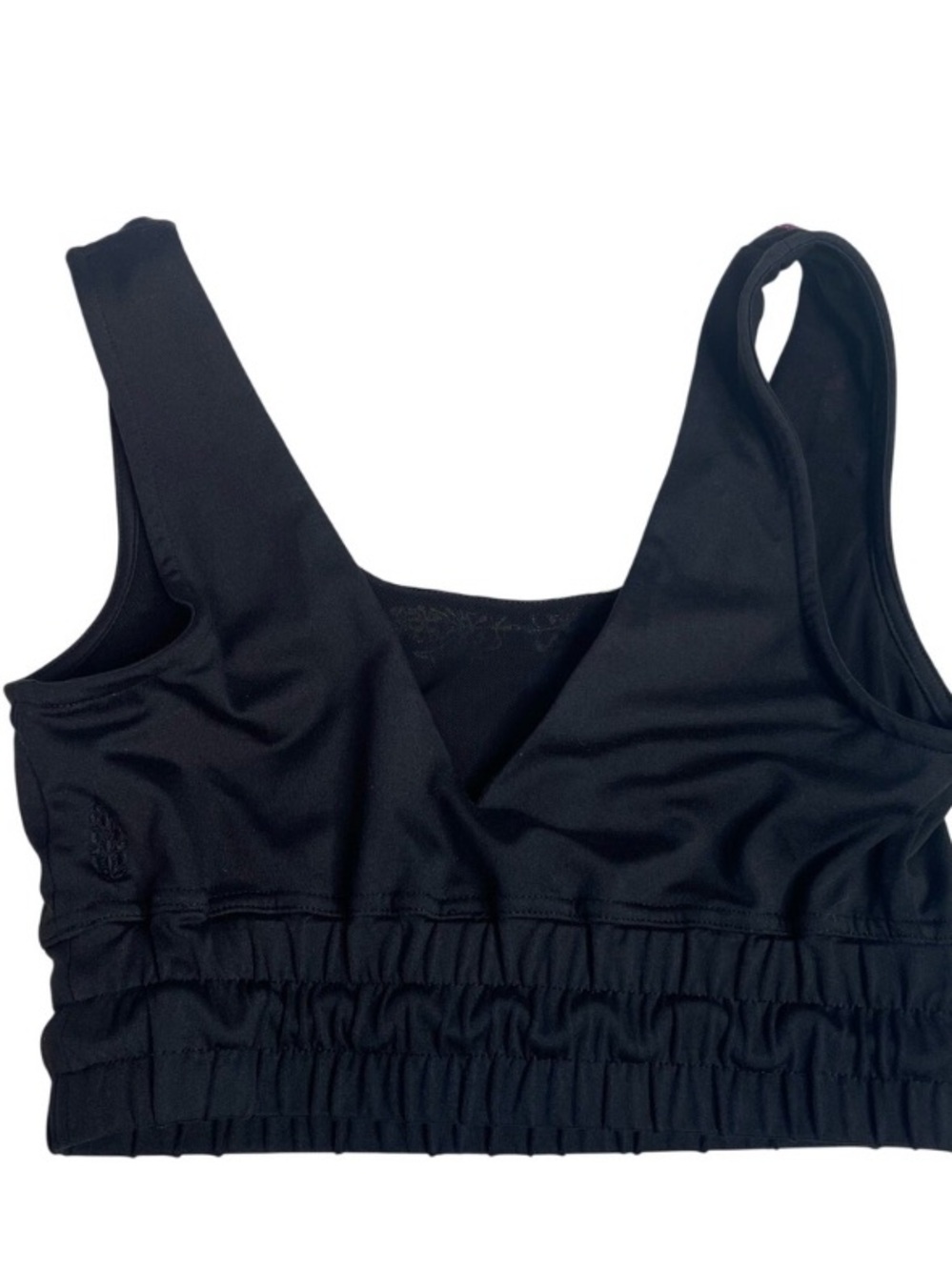 Le Lis Black Ruched-Band V-Neck Sports Bralette